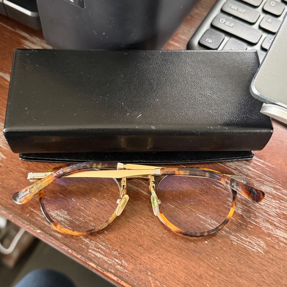 Persol 3248-v Caffe brown tortoise and gold metallic eyeglasses with case - Picture 2 of 16